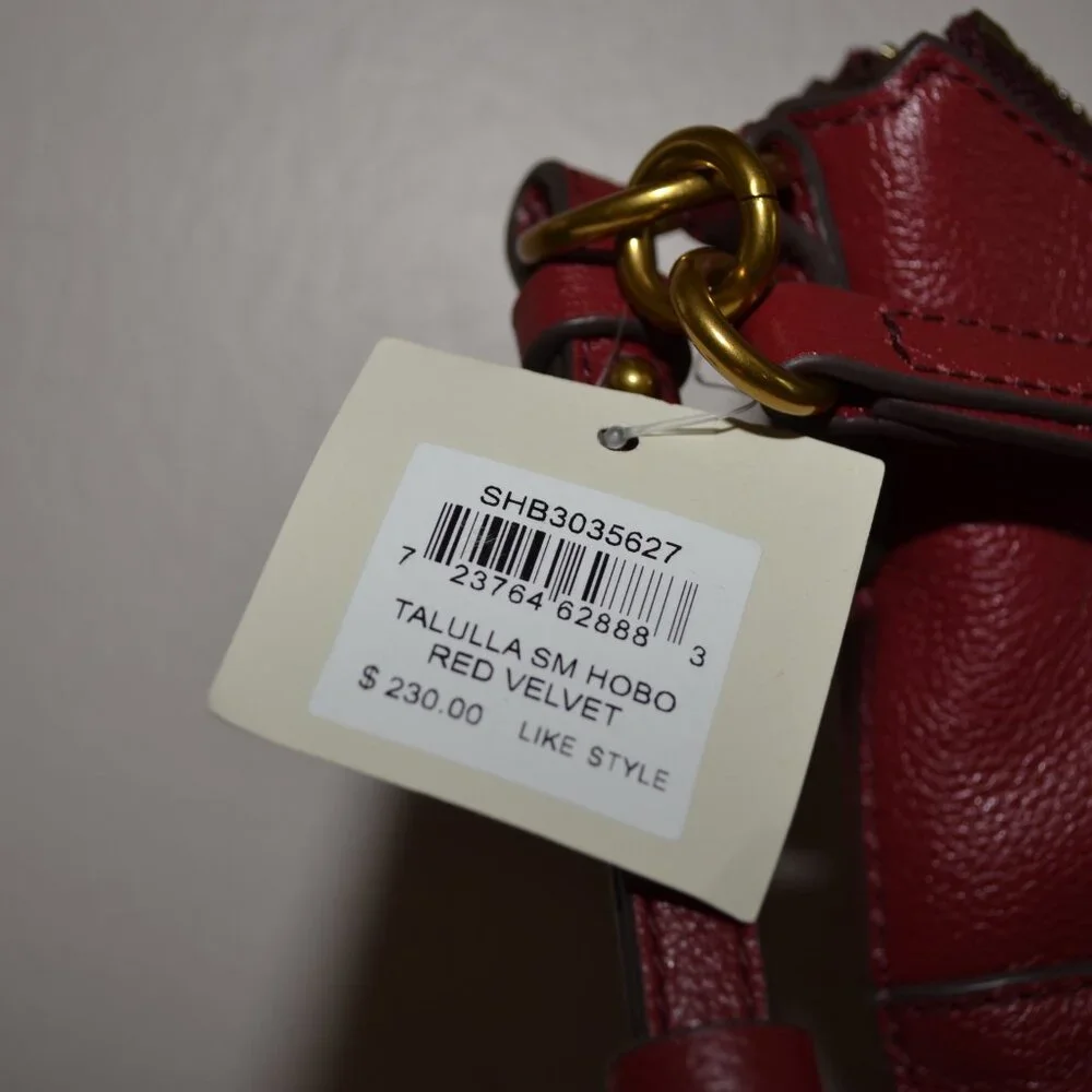 Fossil Talulla Red Velvet Brandy Leather NWT $230 Crossbody Hobo Bag